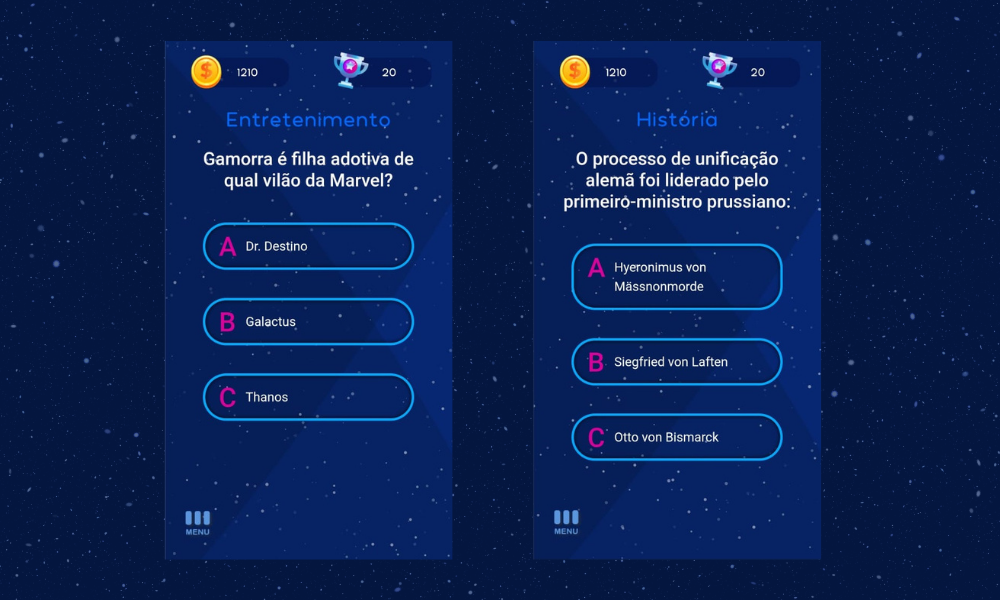 Perguntas do jogo de perguntas com menu de teste com modelos de respostas  de escolha. programa de tv de concurso de perguntas e respostas de jogos de  perguntas